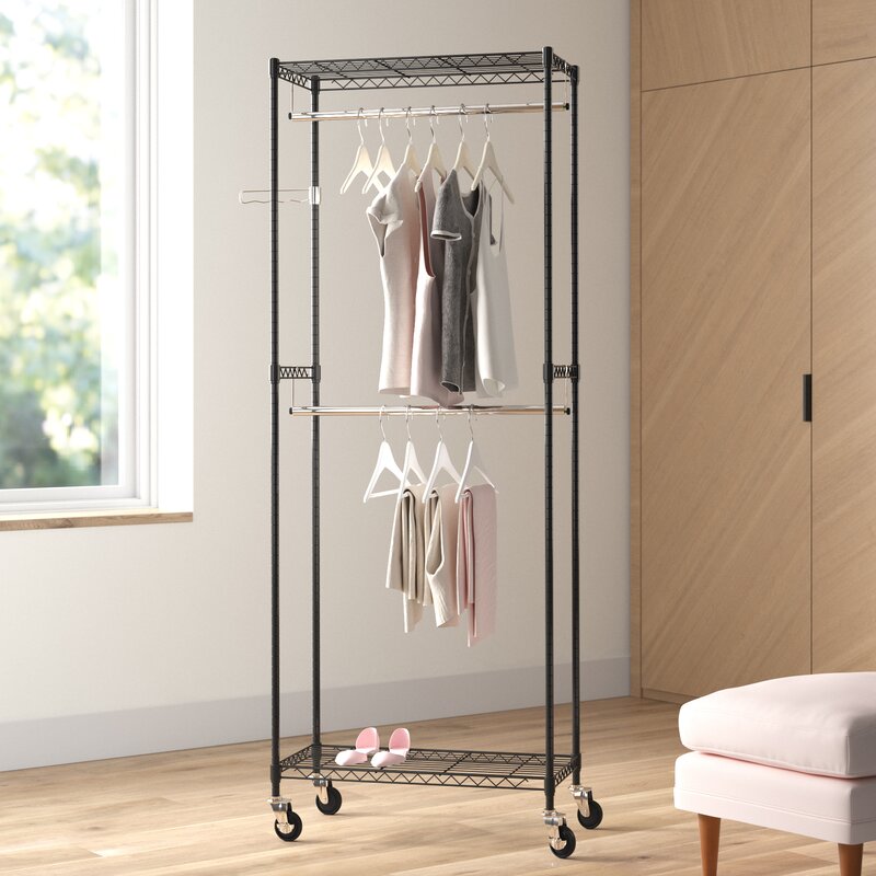 Dotted Line Jo 38 W Double Rod Garment Rack Reviews Wayfair   Jo 38%2522 W Double Rod Garment Rack 